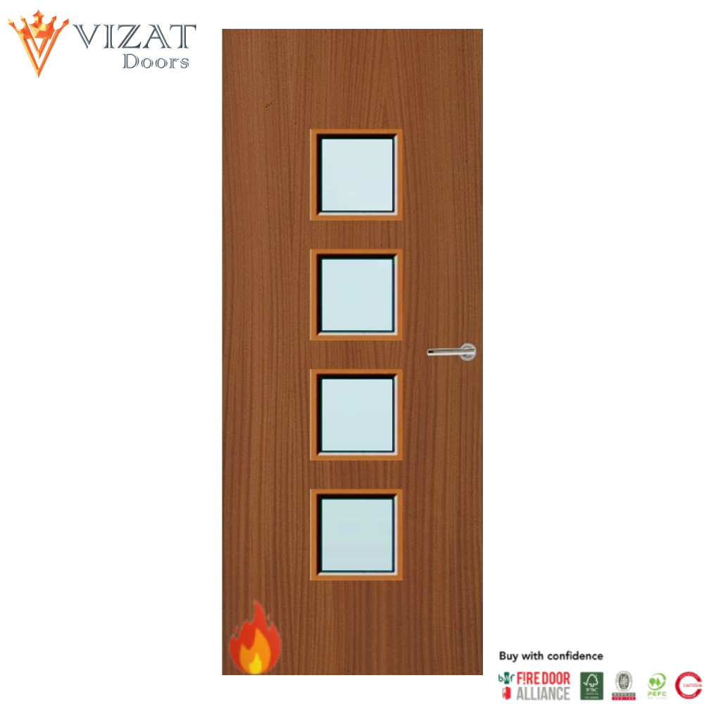 Sapele Veneer 22G Glazed FD60 Internal Fire Door