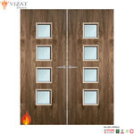 Load image into Gallery viewer, Walnut Veneer 22G Glazed Pair FD30 Internal Fire Door