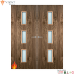 Load image into Gallery viewer, Walnut Veneer 23G Glazed Pair FD60 Internal Fire Door