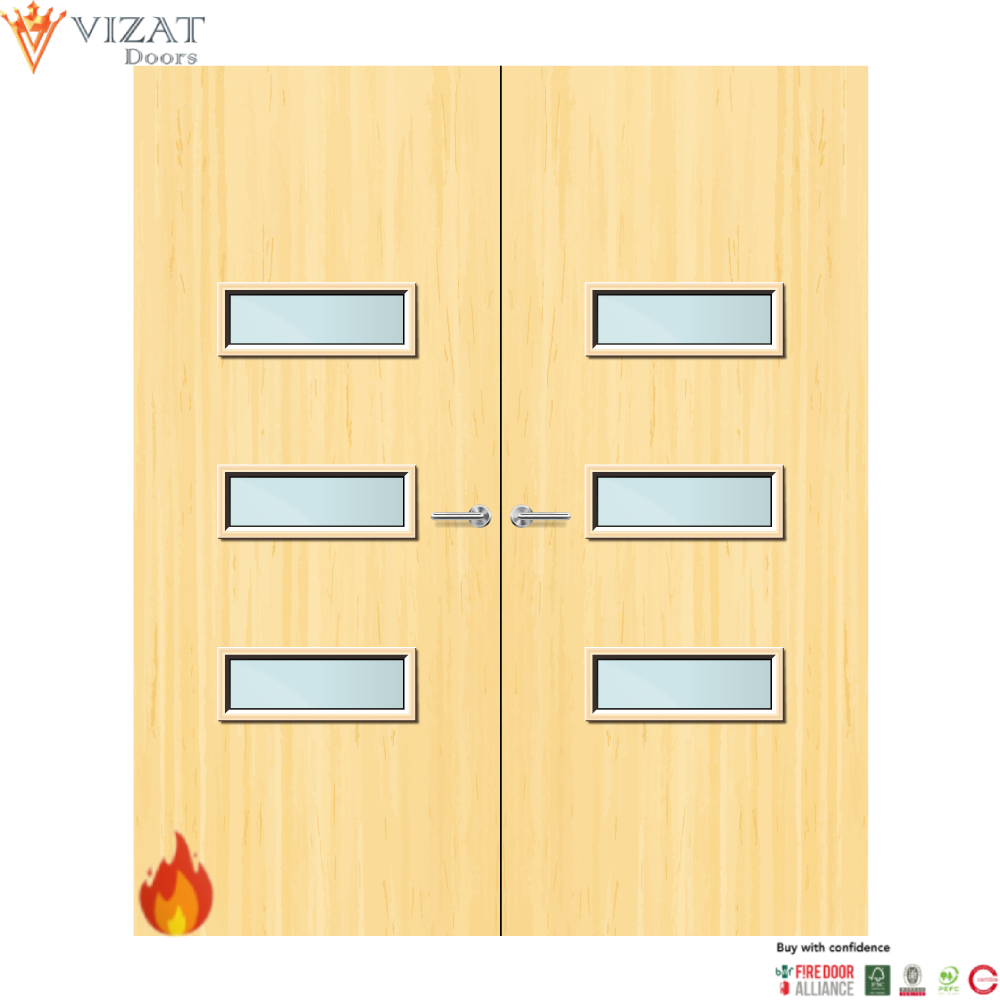 Koto Veneer 24G Glazed Pair FD60 Internal Fire Door