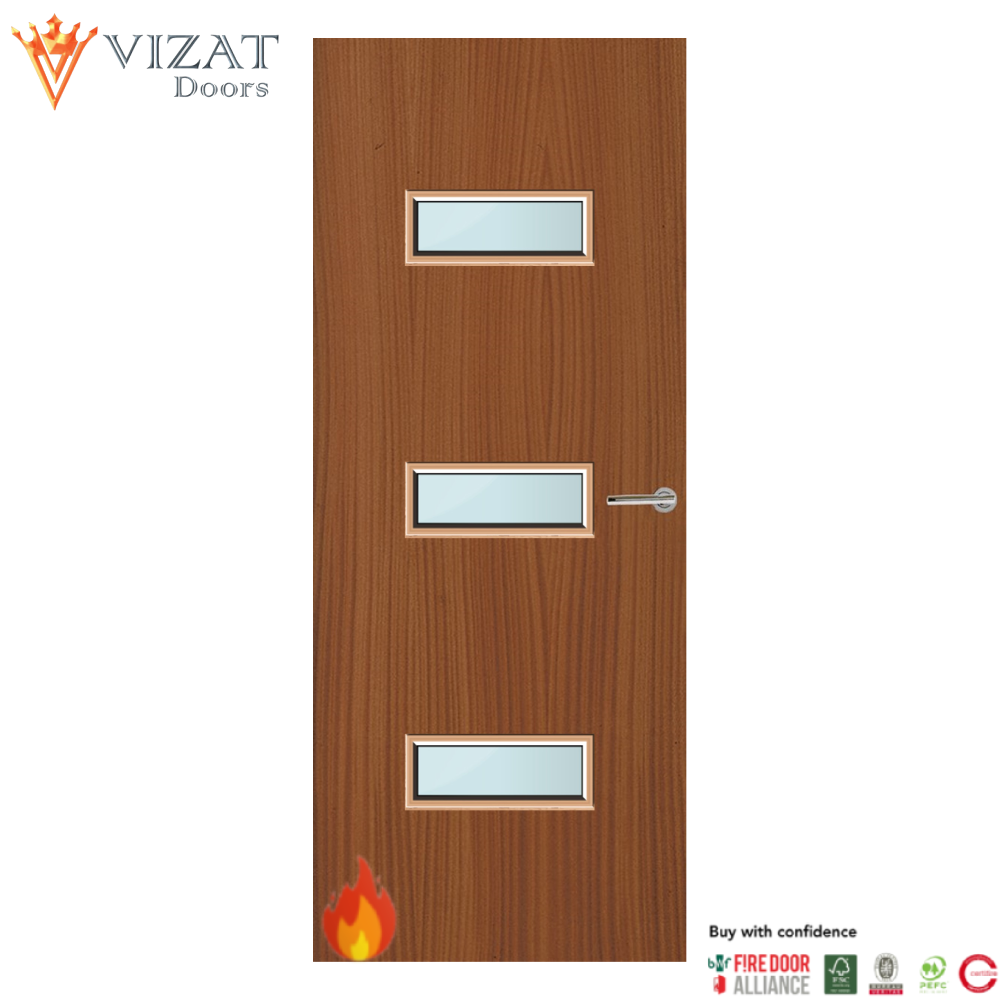 Sapele Veneer 24G Glazed FD60 Internal Fire Door