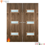 Load image into Gallery viewer, Walnut Veneer 24G Glazed Pair FD60 Internal Fire Door