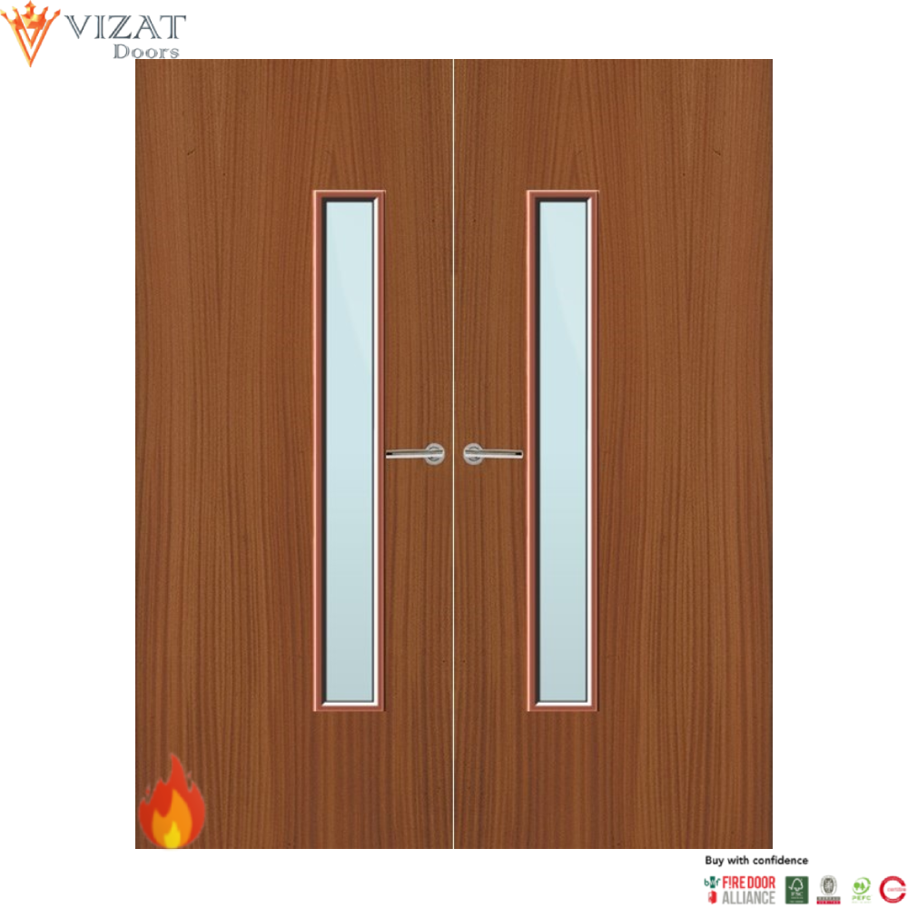 Sapele Veneer 25G Glazed Pair FD60 Internal Fire Door