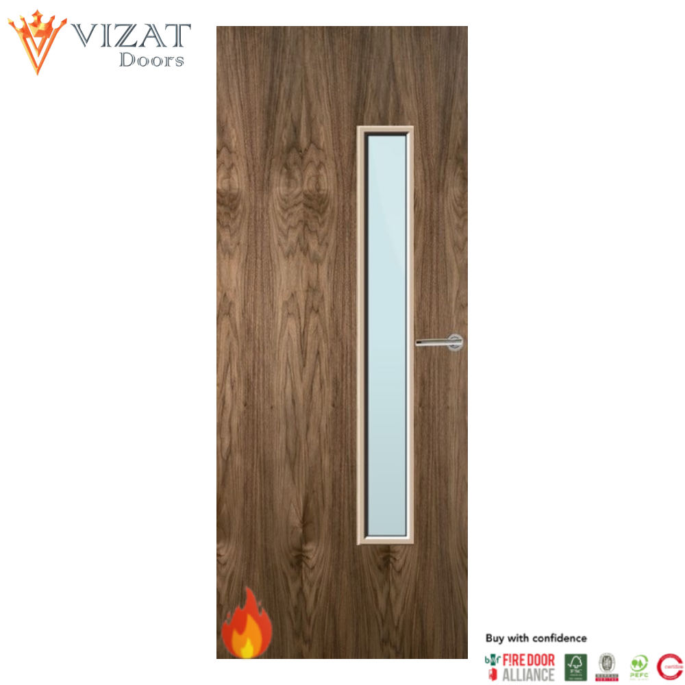 Walnut Veneer 25G Glazed FD60 Internal  Fire Door