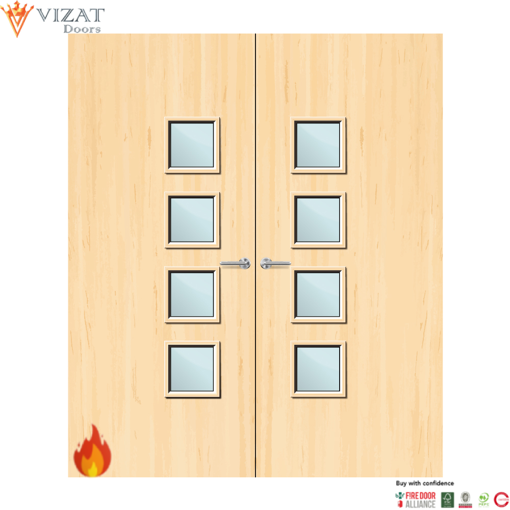 Ash Veneer 26G Glazed Pair FD60 Internal Fire Door