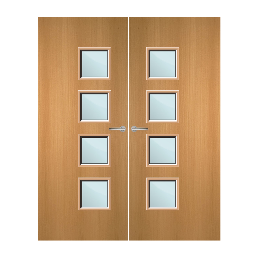 Beech Veneer 26G Glazed Pair FD30 Internal Fire Door