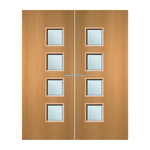 Load image into Gallery viewer, Beech Veneer 26G Glazed Pair FD30 Internal Fire Door