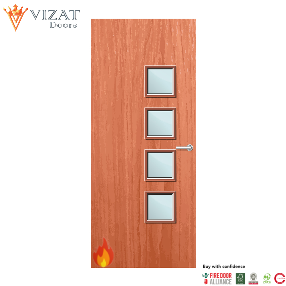 Cherry Veneer 26G Glazed FD60 Internal Fire Door