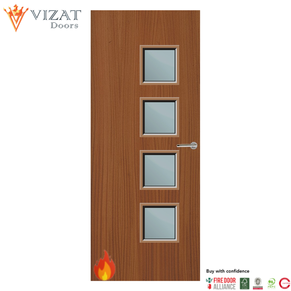 Sapele Veneer 26G Glazed FD60 Internal Fire Door