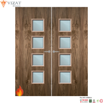 Load image into Gallery viewer, Walnut Veneer 26G Glazed Pair FD60 Internal Fire Door