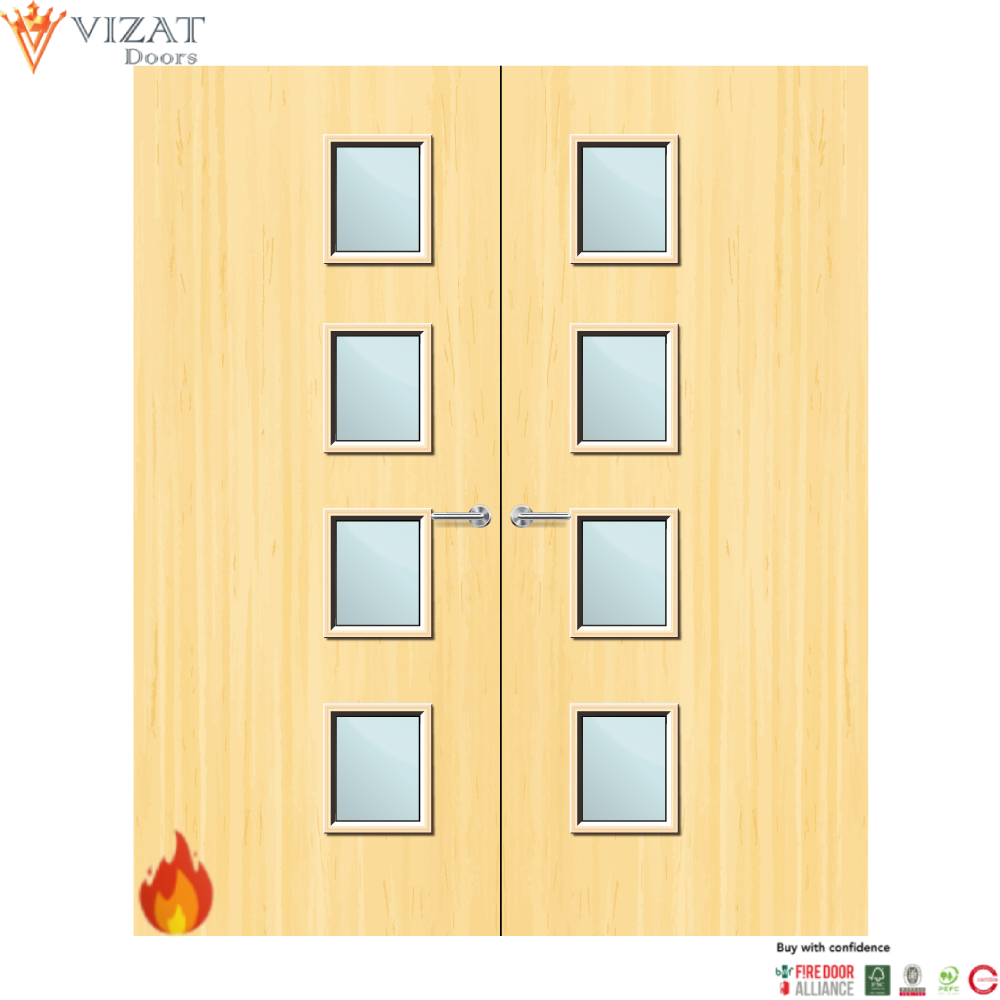 Koto Veneer 27G Glazed Pair FD60 Internal Fire Door