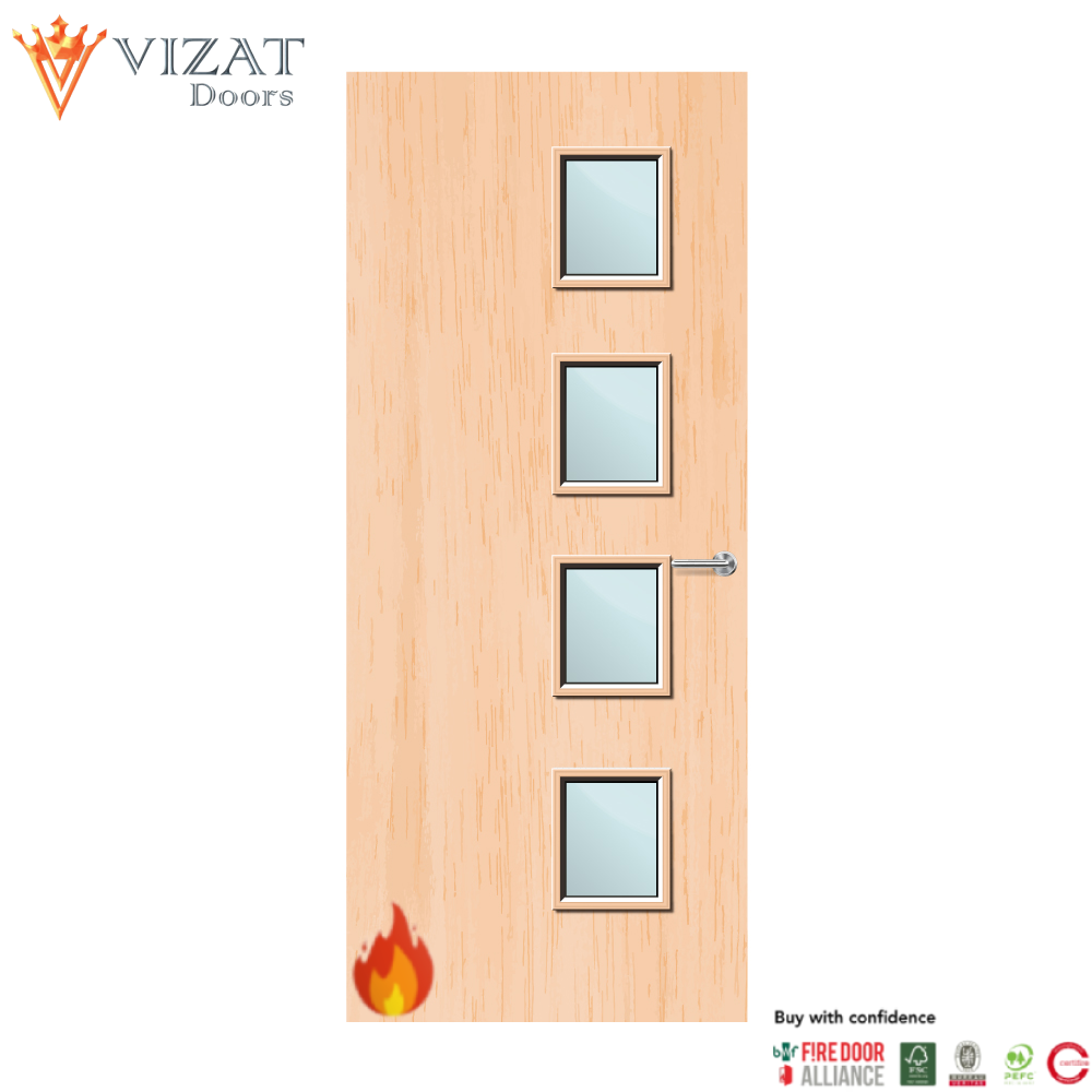 Maple Veneer 27G Glazed FD30 Internal Fire Door