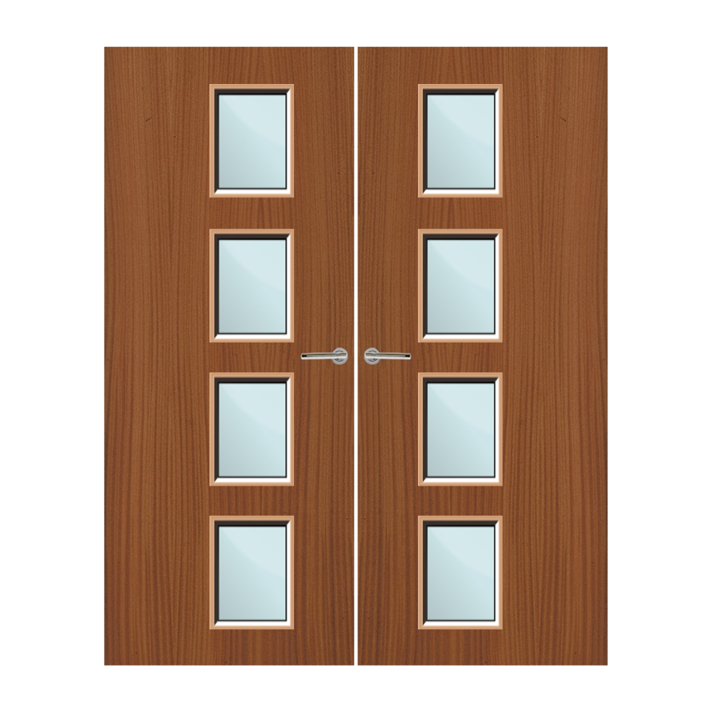Sapele Veneer 27G Glazed Pair FD60 Internal Fire Door