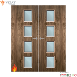 Load image into Gallery viewer, Walnut Veneer 27G Glazed Pair FD60 Internal Fire Door