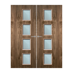 Load image into Gallery viewer, Walnut Veneer 27G Glazed Pair FD60 Internal Fire Door
