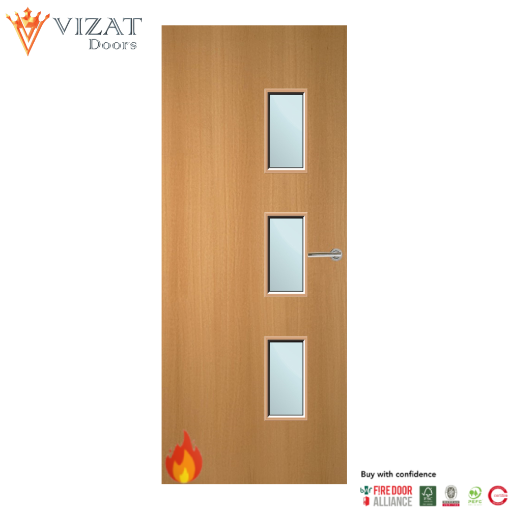 Beech Veneer 28G Glazed FD60 Internal Fire Door