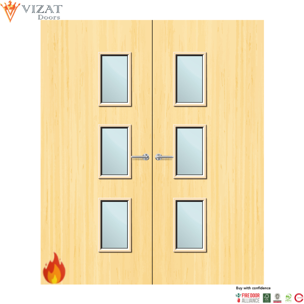 Koto Veneer 28G Glazed Pair FD60 Internal Fire Door