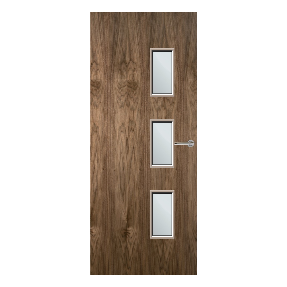 Walnut Veneer 28G Glazed FD30 Internal Fire Door