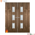 Load image into Gallery viewer, Walnut Veneer 28G Glazed Pair FD60 Internal Fire Door