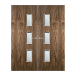 Load image into Gallery viewer, Walnut Veneer 28G Glazed Pair FD60 Internal Fire Door