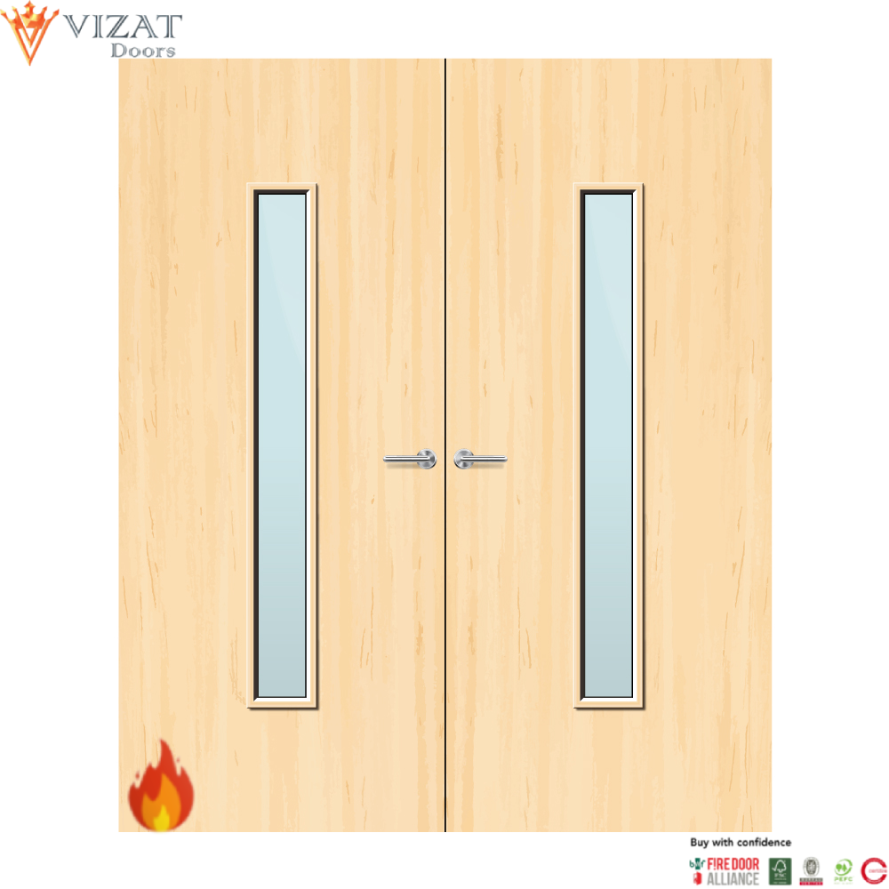 Ash Veneer 29G Glazed Pair FD60 Internal Fire Door