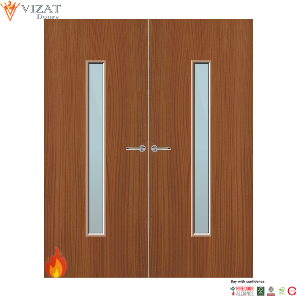 Sapele Veneer 29G Glazed Pair FD60 Internal Fire Door