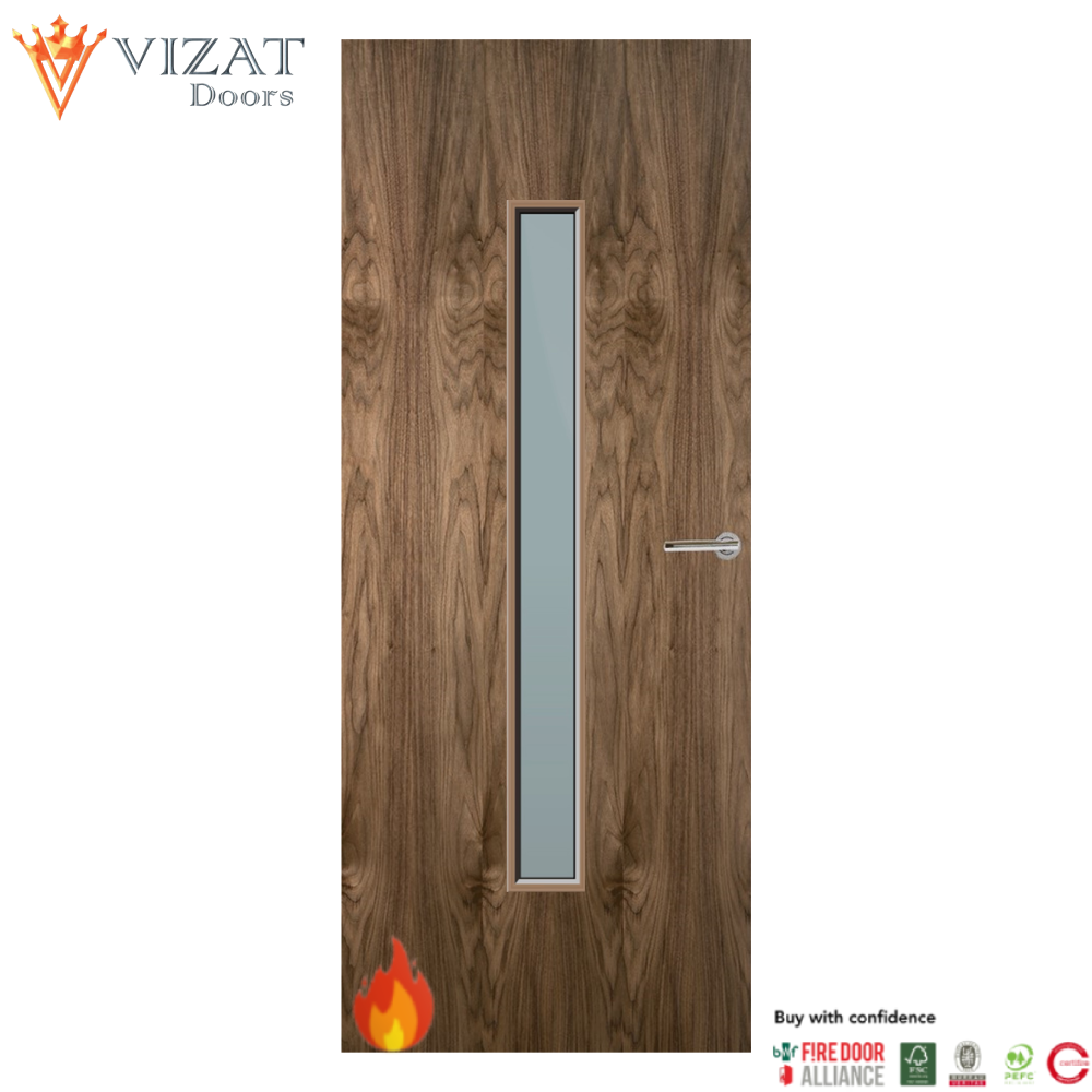 Walnut Veneer 29G Glazed FD30 Internal Fire Door
