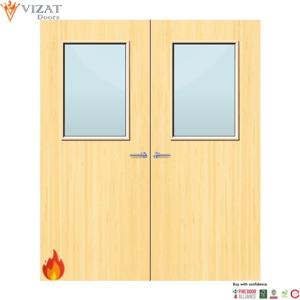 Koto Veneer 2G Glazed Pair FD60 Internal Fire Door