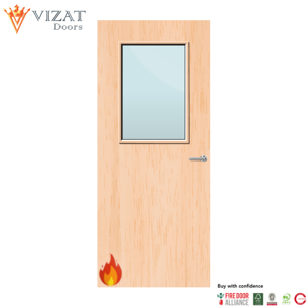 Maple Veneer 2G Glazed FD60 Internal Fire Door