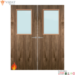 Load image into Gallery viewer, Walnut Veneer 2G Glazed Pair FD60 Internal Fire Door
