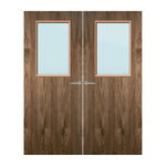 Load image into Gallery viewer, Walnut Veneer 2G Glazed Pair FD60 Internal Fire Door