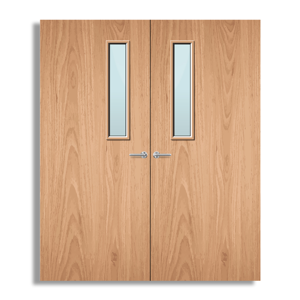Plywood Paint Grade 3G Glazed Pair FD60 Internal Fire Door