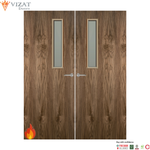 Load image into Gallery viewer, Walnut Veneer 3G Glazed Pair FD60 Internal Fire Door