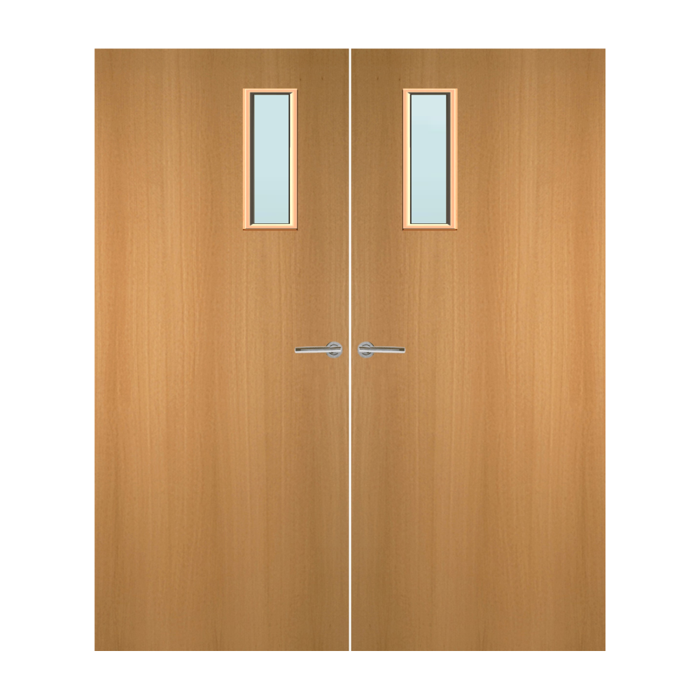 Beech Veneer 4G Glazed Pair FD30 Internal Fire Door
