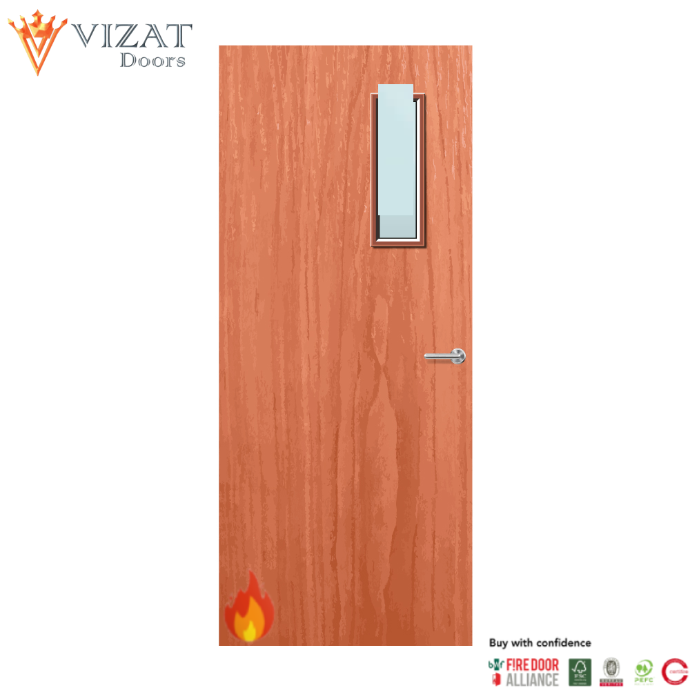 Cherry Veneer 4G Glazed FD30 Internal Fire Door