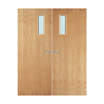 Load image into Gallery viewer, Oak Veneer 4G Glazed Pair FD60 Internal Fire Door