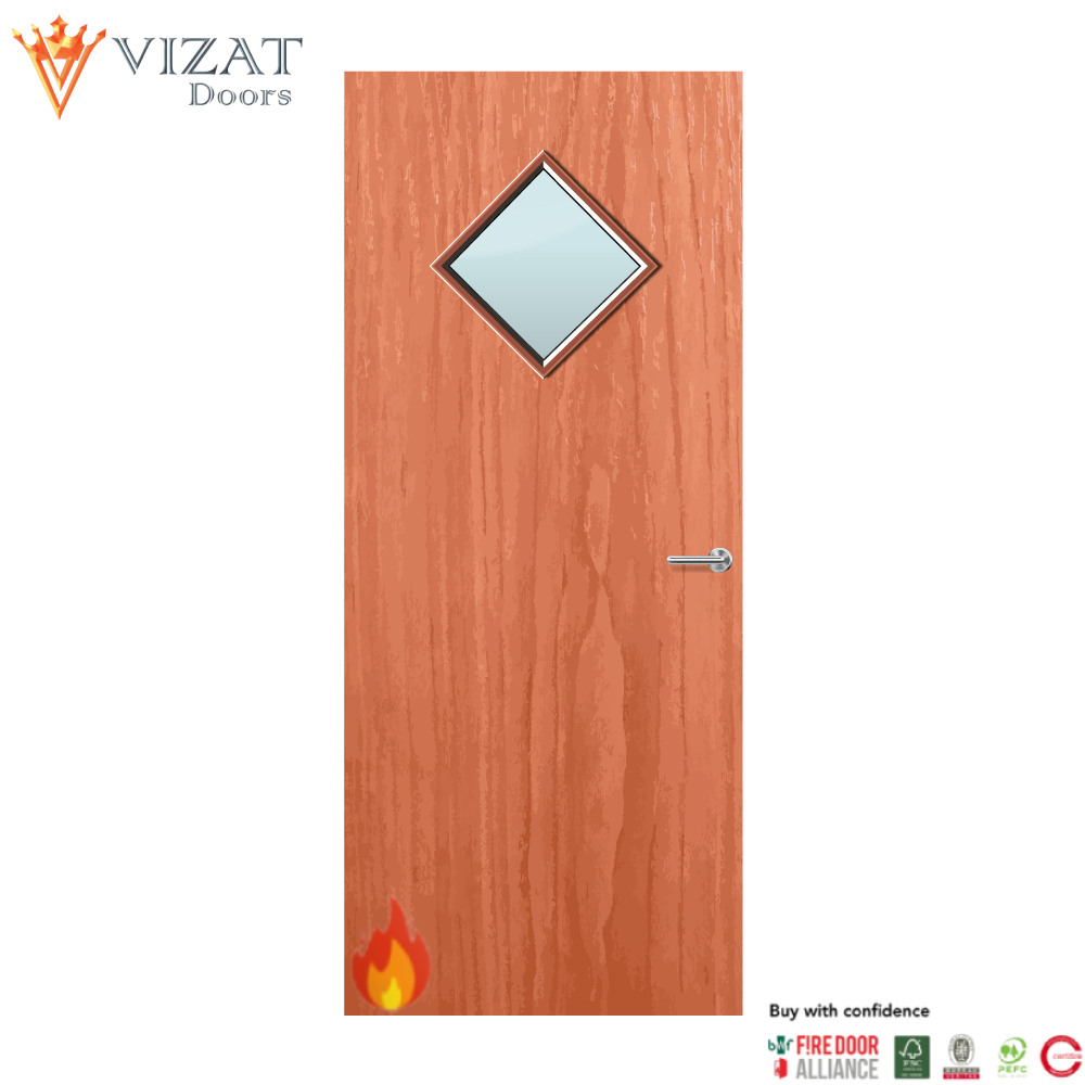 Cherry Veneer 6G Glazed FD60 Internal Fire Door