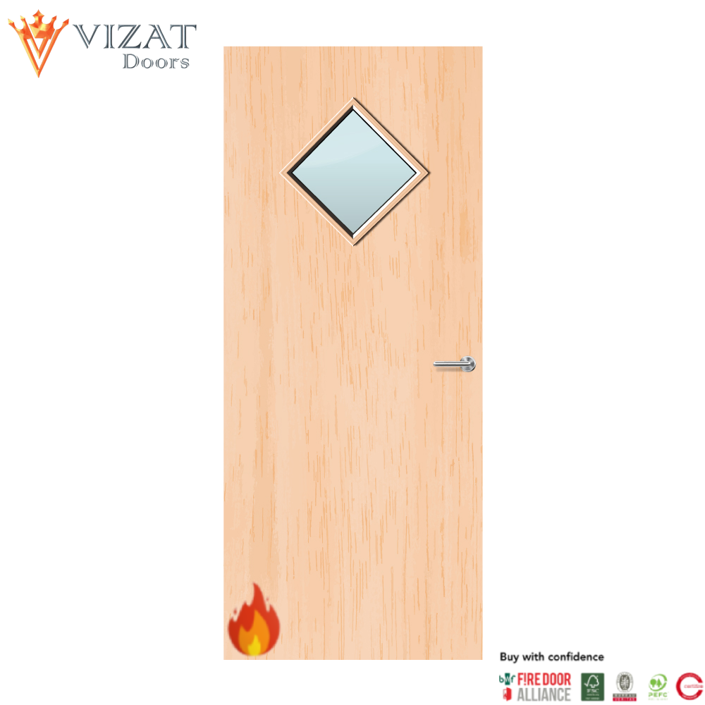 Maple Veneer 6G Glazed FD60 Internal Fire Door