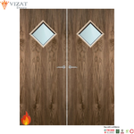 Load image into Gallery viewer, Walnut Veneer 6G Glazed Pair FD60 Internal Fire Door