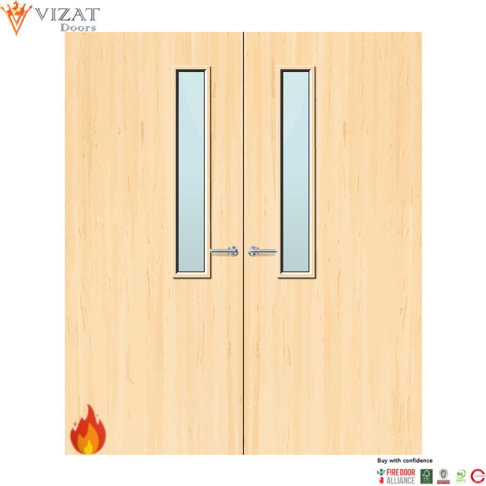 Ash Veneer 7G Glazed Pair FD30 Internal Fire Door