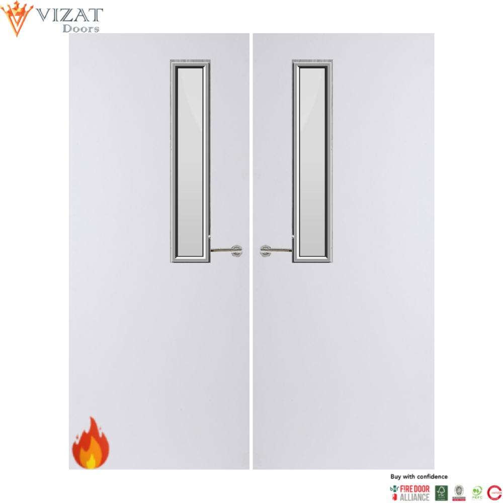 Internal Plywood Paint Grade Premium 7G Glazed Pair FD30 Fire Door