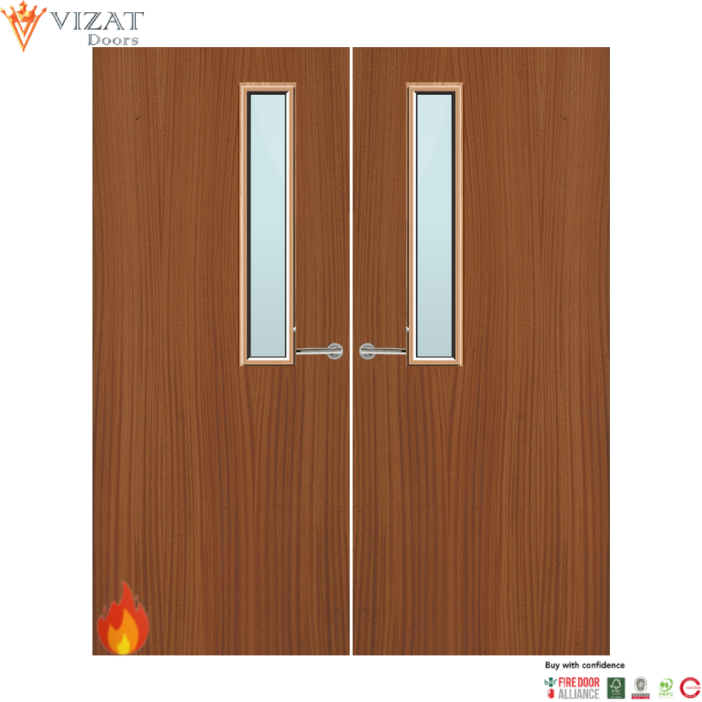Sapele Veneer 7G Glazed Pair FD60 Internal Fire Door