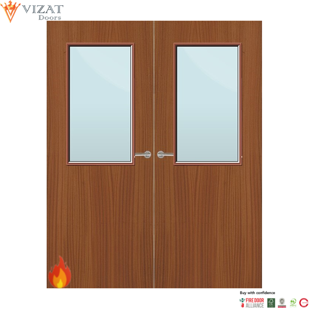 Sapele Veneer 8G Glazed Pair FD60 Internal Fire Door