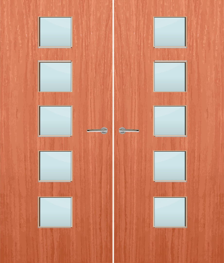 Cherry Veneer 10G Glazed Pair FD30 Internal Fire Door