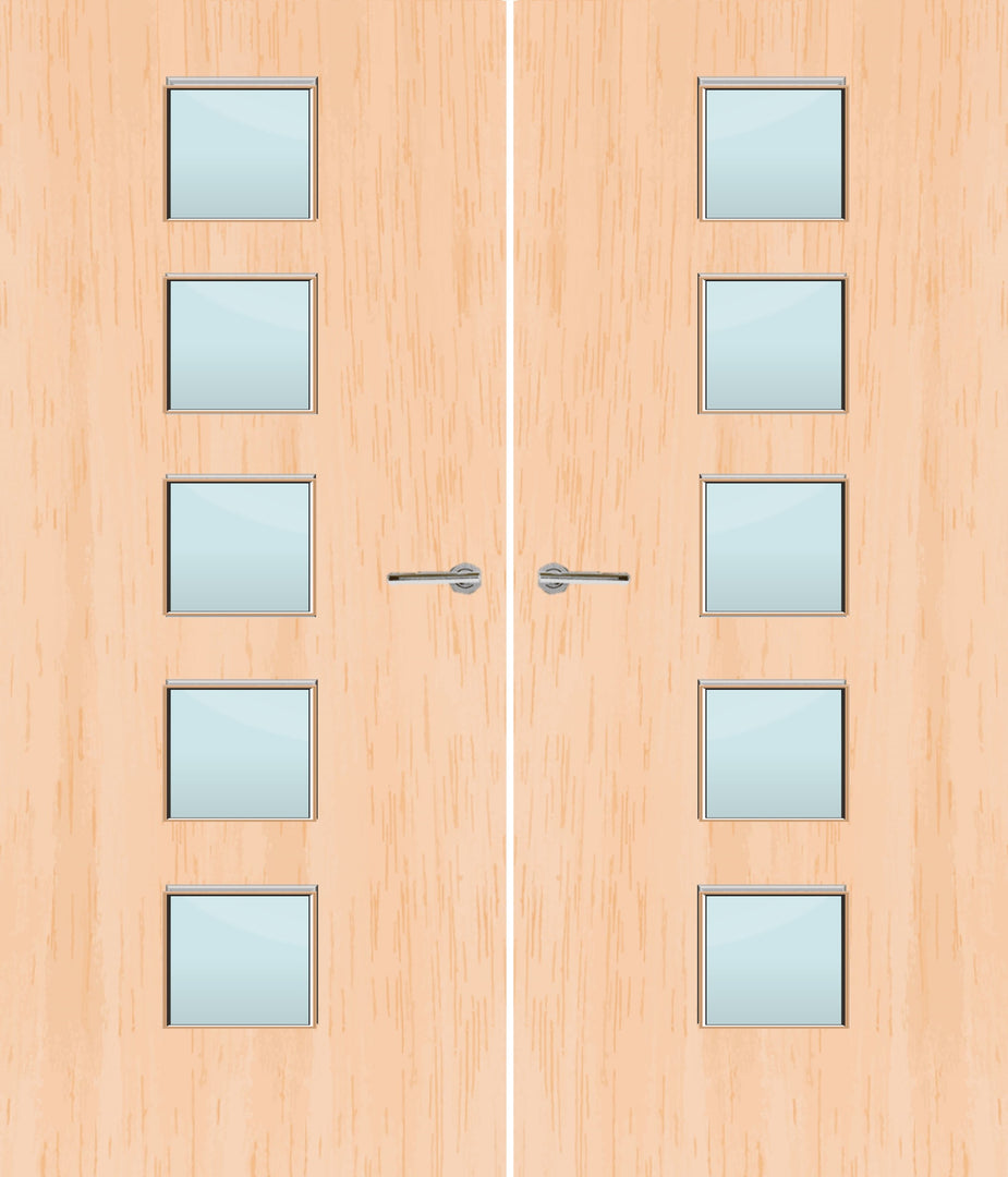 Maple Veneer 10G Glazed Pair FD30 Internal Fire Door