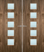 Load image into Gallery viewer, Walnut Veneer 10G Glazed Pair FD30 Internal Fire Door
