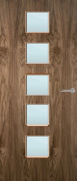 Load image into Gallery viewer, Walnut Veneer 10G Glazed FD30 Internal Fire Door
