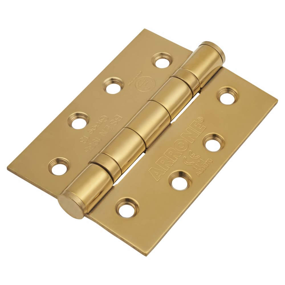 Twin Ball Bearing Fire Door Hinge PVD Brass Pair