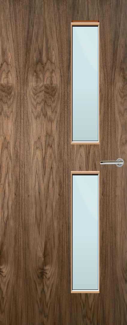 Walnut Veneer 16G Glazed FD30 Internal Fire Door