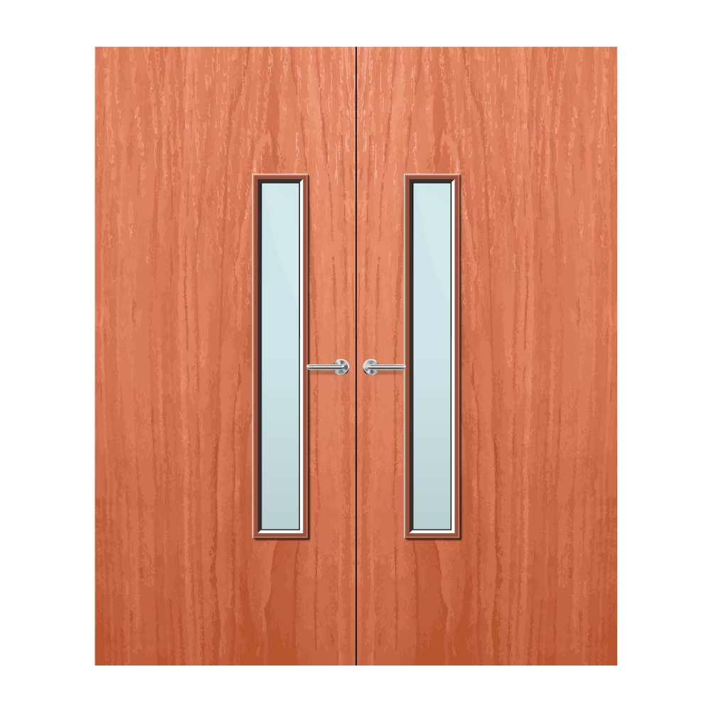 Cherry Veneer 18G Glazed Pair FD60 Internal Fire Door